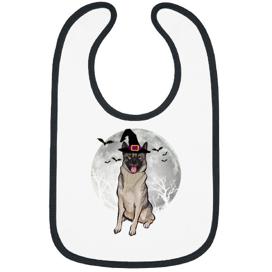 Discover Scary Norwegian Elkhound Dog Witch Hat Halloween Bibs