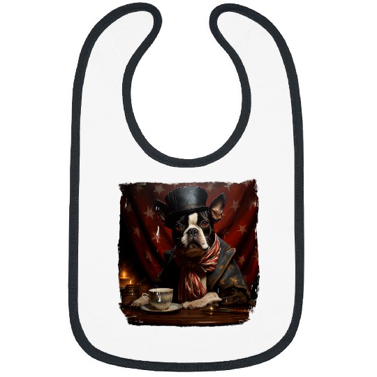 Hot Boston Terrier Character Stars Stripes Bibs