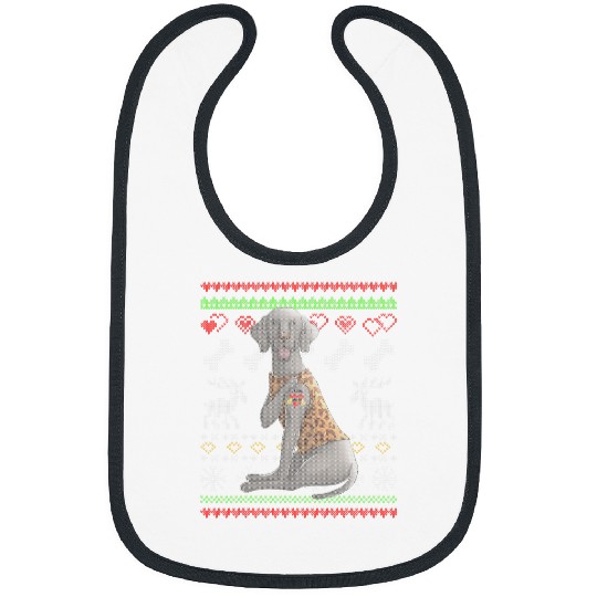 Weimaraner Dog Santa Claus Ugly Christmas Pattern 2 Bibs