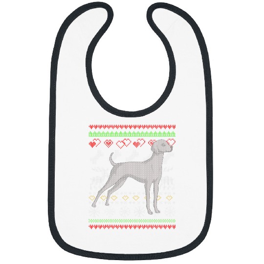 Weimaraner Dog Santa Claus Ugly Christmas Pattern 1 Bibs