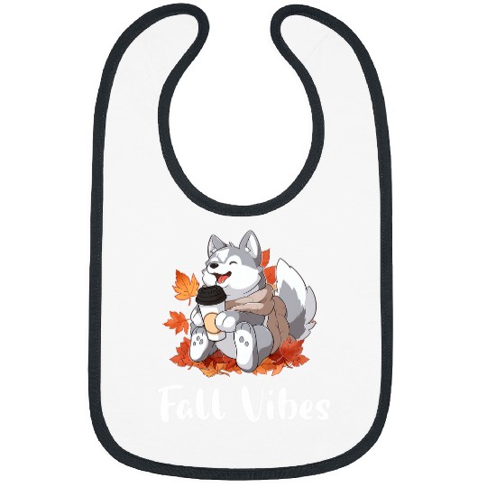 Husky Fall Vibes Funny Dog Pumpkin Spice Latte Bibs