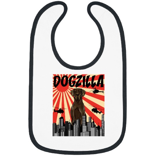 Dog Great Dane Funny Retro Japanese Dogzilla Black Great Dane T-Shirt Bibs