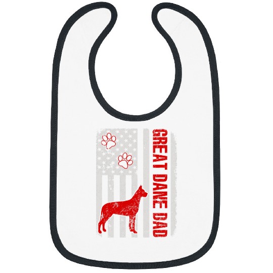 Dog Great Dane Dad American Flag Gift T-Shirt Bibs