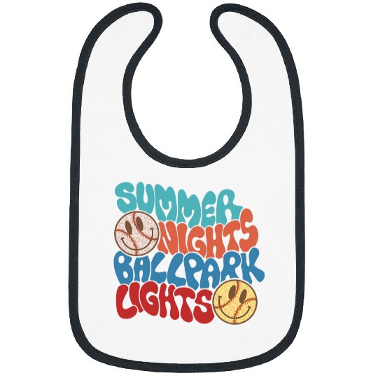 summer nights and ballpark lights baseball softball game day Bibs