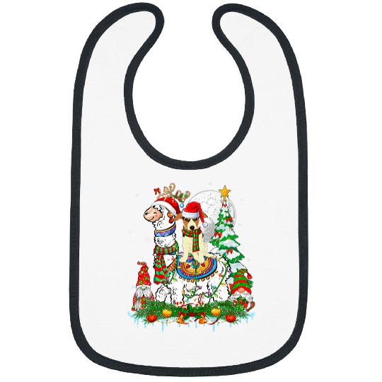 Santa Jack Russell Terrier Riding Reindeer Llama Xmas Bibs