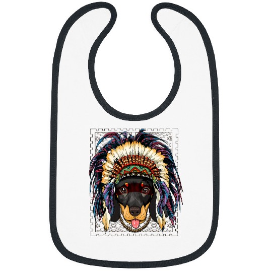 Native American Indian Dachshund Dog Indigenous Peoples Bibs