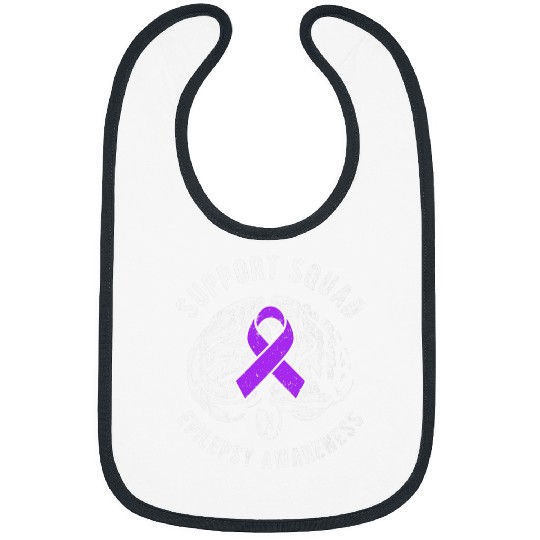 Support Squad Purple ribbon for epilepsy awareness month 2 Bibs