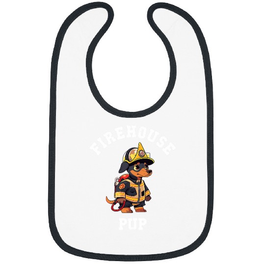 Miniature Pinscher Firehouse Pup Funny Dog Firefighter Bibs