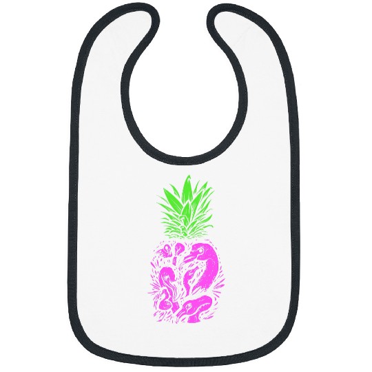 Retro Flamingo Art pineapples Pink Bird vintages Flamingo Bibs