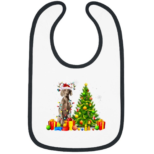 Weimaraner Dog Santa Hat Reindeer Christmas Lights Bibs