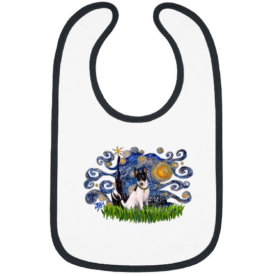 Smooth Fox Terrier Starry Night Famous Painting Dog Lover Bibs