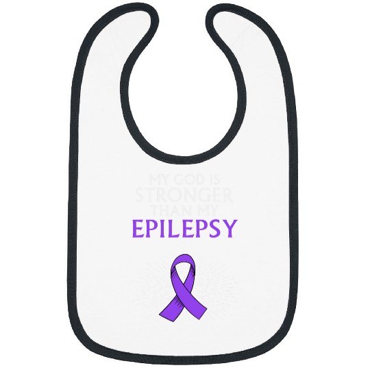 My God Is Stronger Epilepsy Awareness Purple Ribbon Gift Bibs