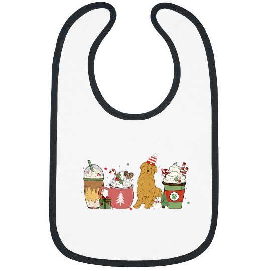 Dog Goldendoodle Coffee Latte Winter Christmas Dog Mom Holiday T-Shirt Bibs