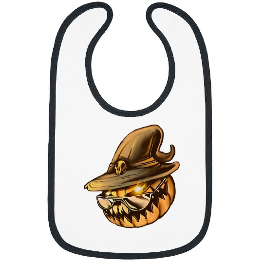 Scary big mouth Halloween pumpkin with sunglasses Bibs