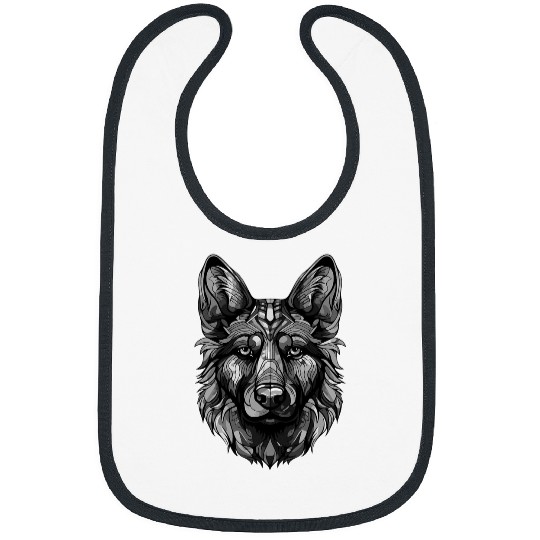 German Shepherd Dog Portrait Head Bibs