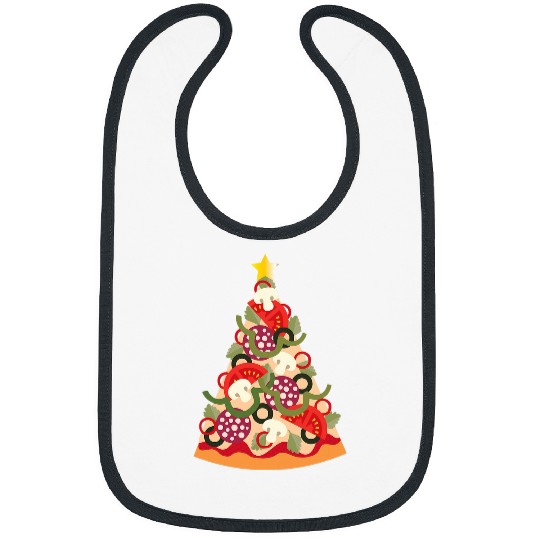 Discover Pizza Christmas Tree Art Kids Men Women Cool Pizza Lover Bibs