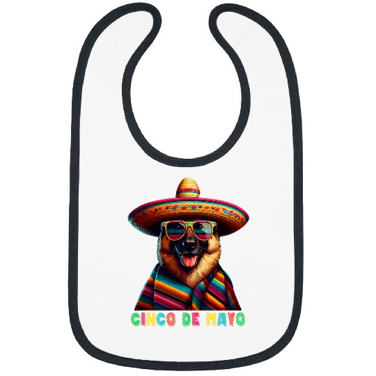 German Shepherd Dog with Poncho Sombrero Cinco De Mayo Bibs
