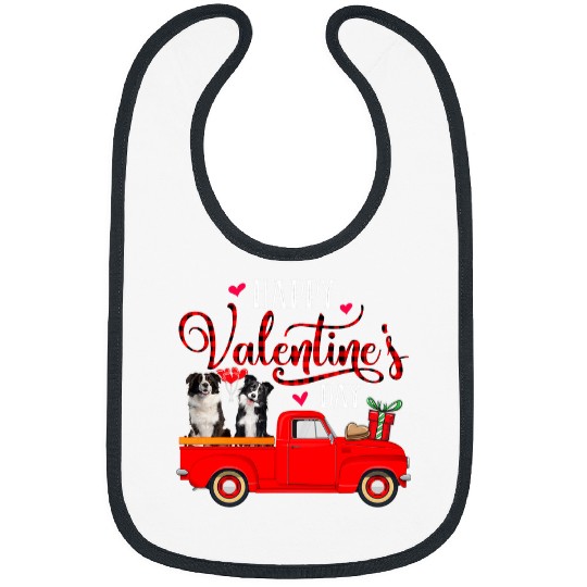 Discover Happy Valentines Day Funny Plaid Red Truck Border Collie Bibs