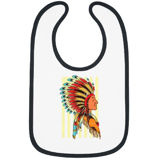 US Flag Headdress Indian Roots Indigenous Native American Bibs