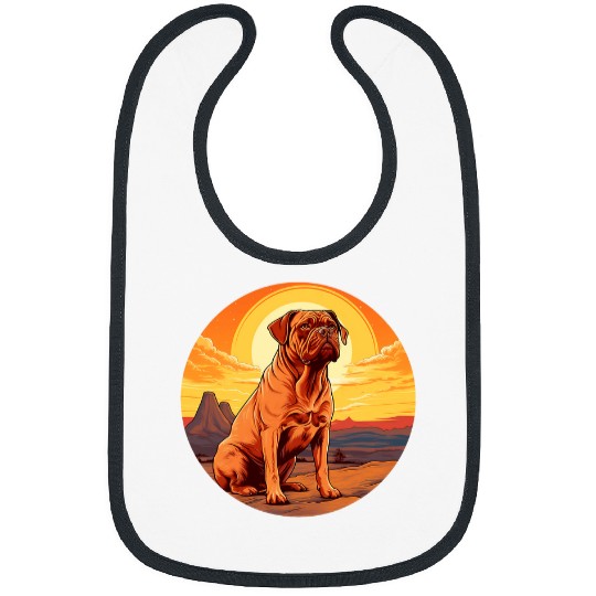 Retro vintages Dogue de Bordeaux Dog Sunset French Mastiff Bibs