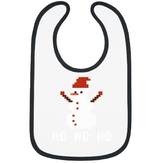 Retro Ho Ho Ho 8 Bit Pixelated Pixel Ugly Christmas Snowman Bibs