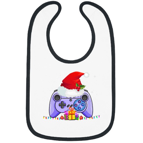 Video Game Controller Christmas Santa Hat Gamer Gifts Boys Bibs