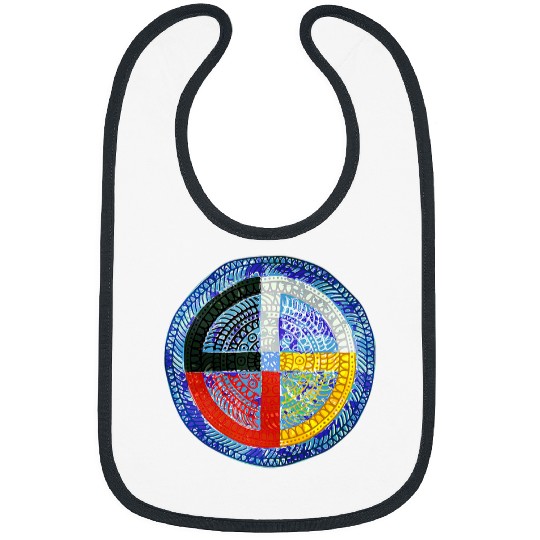 Native American Culture medicines Wheel Mandala 2 Fan Fun Bibs
