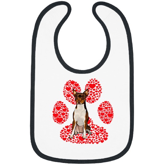 love paw valentines day american toy terrier Bibs