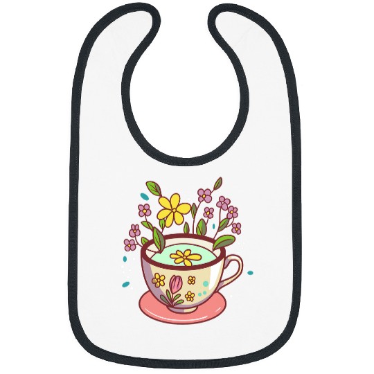 Tea Cup Art Flowers Botanical Florists Botanist Floral Tea Bibs