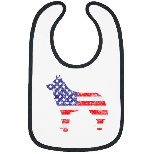 Siberian Husky Dog 4th of July US American Flag Patriotic Bibs