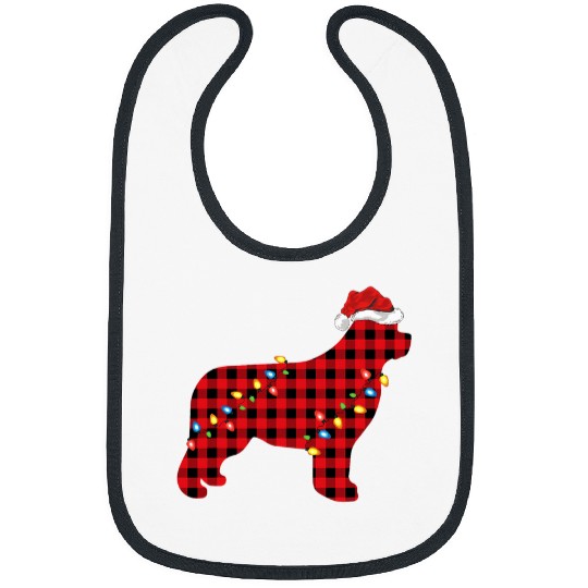 Red buffalo plaids Santa Newfoundland Dog Christmas Pajama Bibs