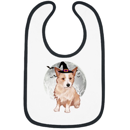 Scary Portuguese Podengo Pequeno Dog Witch Hat Halloween Bibs