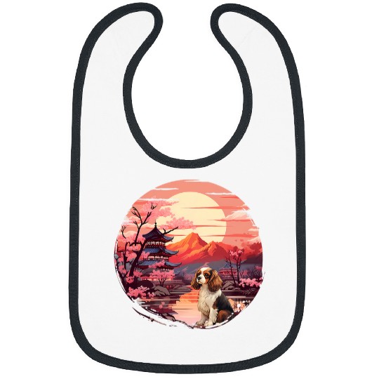 Japanese Sunset Cavalier King Charles Spaniel Bibs