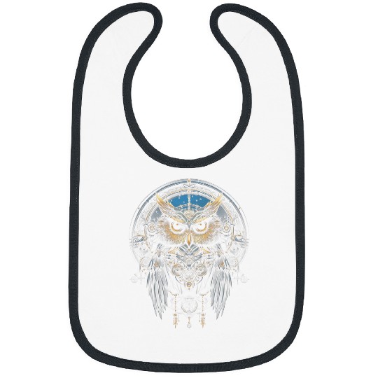 Steampunk owl Fantasy art Industrial Gears Bibs