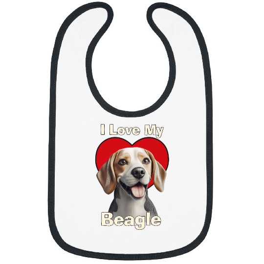 I Love My Beagle Puppy Dog Bibs