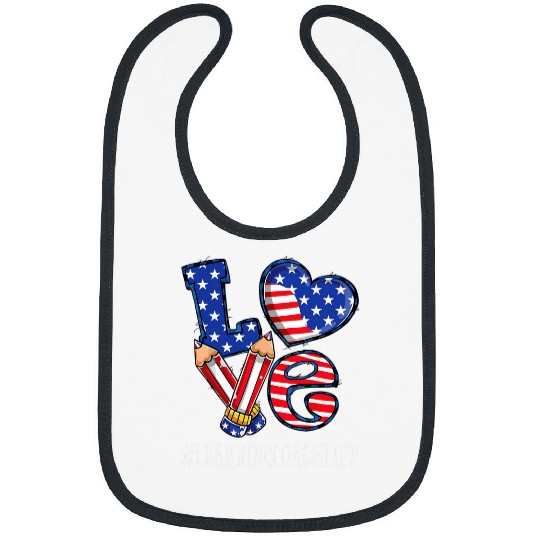 Learning Coachs Love USA Flag Fireworks Funny 4th of July Bibs