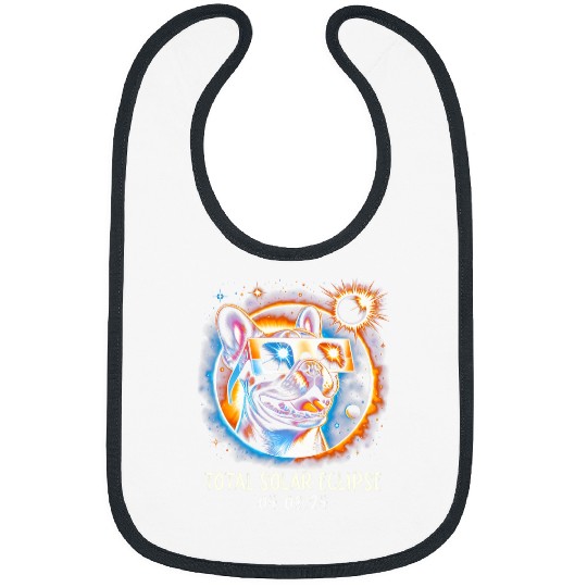 Solar Eclipse French Bulldog Wearing Glasses April 8 2024 Bibs