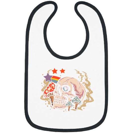 Skull Eye Mushrooms Psychodelic Halloween Easy Costume Bibs