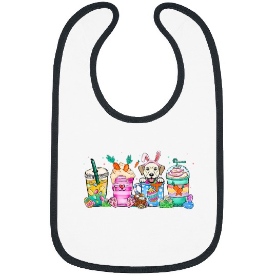 Labrador Dog Coffee Lover Easter Bunny Bibs