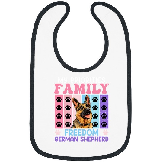 German Shepherd MY PRIORITIES FAMILY FREEDOM Women Bibs