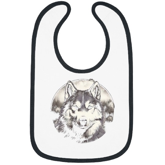 Siberian Husky Full Moon Dog Lovers Bibs