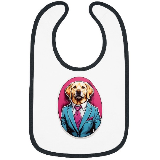 Labrador Formalwear Yellow Lab in Suit and Tie Dog Bibs