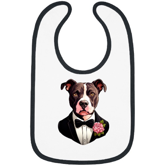 Pitbull Wedding Bride Groom Pet Dog Owners Lovers Wedding Bibs