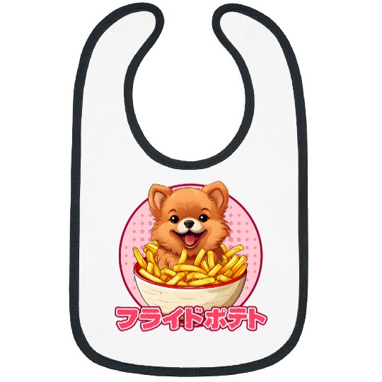 Pomeranian Eating French Fries Kawaii Pomeranian Anime Teen Bibs