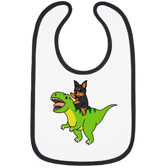 Miniature Pinscher Riding TRexs Dinosaur Dog Bibs