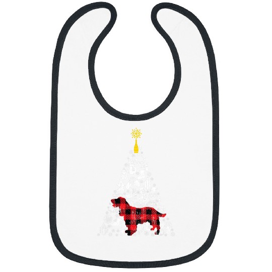 Red Plaid English Cocker Spaniel Christmas Tree Ornament Bibs