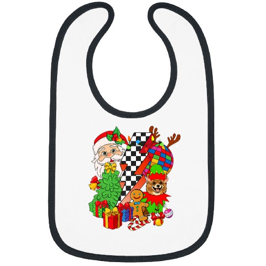 Pomeranian Dog Santa Claus Christmas Retro Pomeranian Xmas Bibs