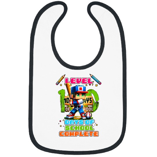 Level 100 days of school complete Baseball Player game Bibs