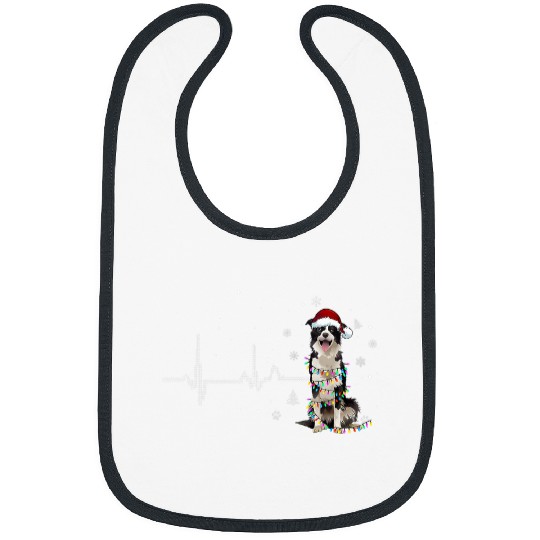 I Love My Border Collie Heartbeat With Christmas Lights Love Bibs