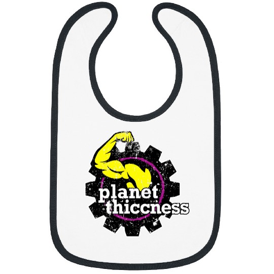 Planet Thiccness Funny Joke Thick Thicc Fitness Workout Gym 21 Bibs